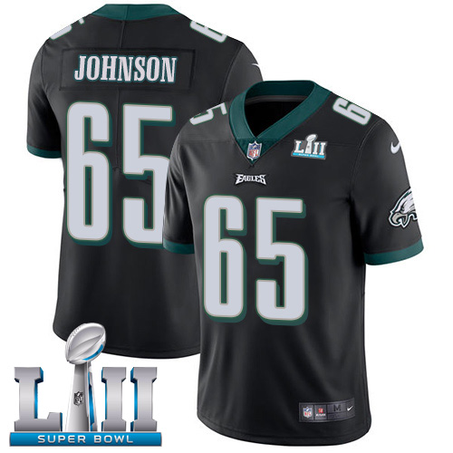 Nike Eagles #65 Lane Johnson Black Alternate Super Bowl LII Men's Stitched NFL Vapor Untouchable Limited Jersey - Click Image to Close